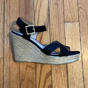 Black wedge sandals